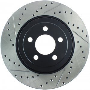 Dodge Challenger Brake Rotor (1) - Front Right - Stoptech - Slotted & Drilled - Black - `09-`19