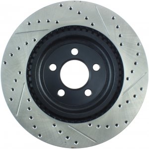 Dodge Challenger Brake Rotor (1) - Front Right - Stoptech - Slotted & Drilled - Black - `09-`19
