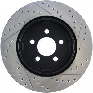 Dodge Challenger Brake Rotor (1) - Rear Right - Stoptech - Slotted & Drilled - Black - `09-`19