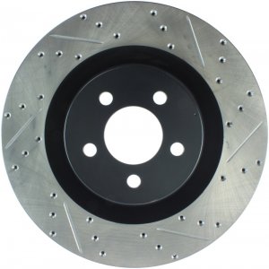 Dodge Challenger Brake Rotor (1) - Front Left - Stoptech - Drilled & Slotted - Black - `08-`19