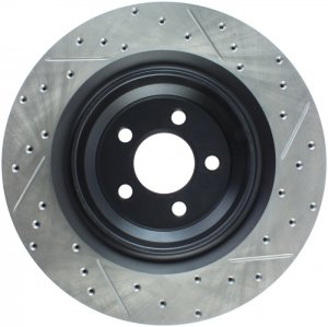Dodge Challenger Brake Rotor (1) - Rear Right - Stoptech - Drilled/Slotted - Black - `08-`19