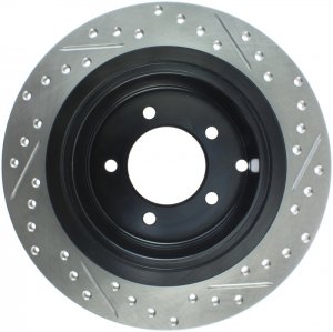 Mitsubishi Lancer Brake Rotor (1) - Rear Right - Stoptech - Drilled & Slotted - Black - `08-`16