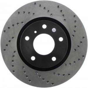 Nissan 350Z Brake Rotor (1) - Front Left - Stoptech - Drilled Sport - Black - `03-`05