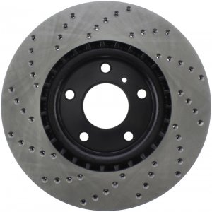 Nissan 350Z Brake Rotor (1) - Front Left - Stoptech - Drilled Sport - Black - `03-`05