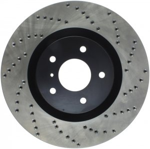 Nissan 350Z Brake Rotor (1) - Front Left - Stoptech - Drilled Sport - Black - `03-`08