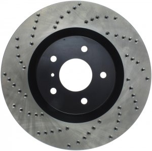 Nissan 350Z Brake Rotor (1) - Front Right - Stoptech - Drilled Sport - Black - `03-`08