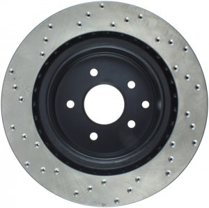 Nissan 350Z Brake Rotor (1) - Front + Rear - Stoptech - Drilled Sport - Black - `03-`08