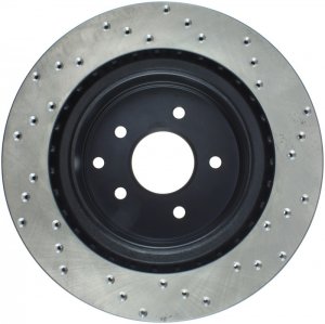 Nissan 350Z Brake Rotor (1) - Rear Right - Stoptech - Drilled Sport - Black - `03-`08