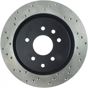 Nissan 350Z Brake Rotor (1) - Rear Right - Stoptech - Drilled Sport - Black - `03-`08