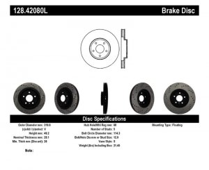 Nissan 350Z Brake Rotor (1) - Front Left - Stoptech - Drilled Sport - Black E-Coated - `06-`09