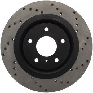 Nissan 350Z Brake Rotor (1) - Front Left - Stoptech - Drilled Sport - Black E-Coated - `06-`09