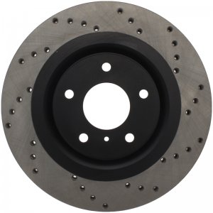 Nissan 350Z Brake Rotor (1) - Front Left - Stoptech - Drilled Sport - Black E-Coated - `06-`09
