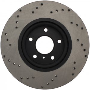 Nissan 350Z Brake Rotor (1) - Front Left - Stoptech - Drilled Sport - Black E-Coated - `06-`09