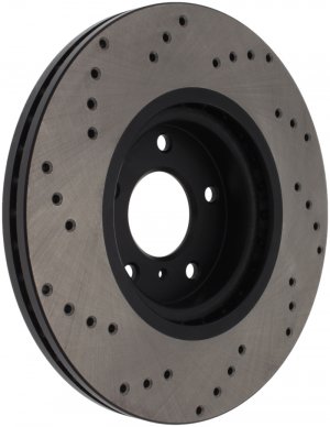 Nissan 350Z Brake Rotor (1) - Front Right - Stoptech - Drilled Sport - Black - `06-`09