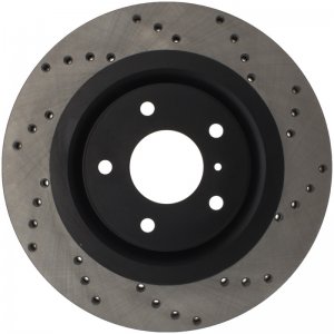 Nissan 350Z Brake Rotor (1) - Front Right - Stoptech - Drilled Sport - Black - `06-`09