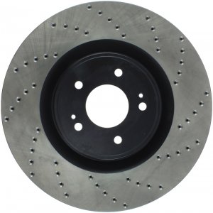 Mitsubishi Lancer Brake Rotor (1) - Front Left - Stoptech - Drilled - Black - `08-`16