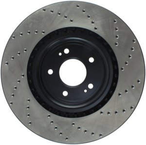 Mitsubishi Lancer Brake Rotor (1) - Front Right - Stoptech - Drilled Sport - Black - `08-`16