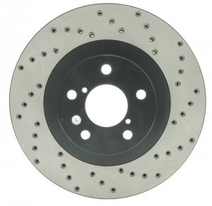 Subaru Forester Brake Rotor (1) - Front Left - Stoptech - Drilled Sport - Black - `03-`08