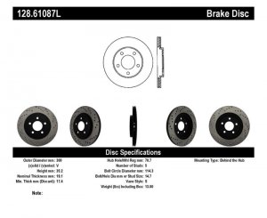 Ford Mustang Brake Rotor (1) - Rear Left - Stoptech - Cross Drilled - Black E-Coated - `05-`10