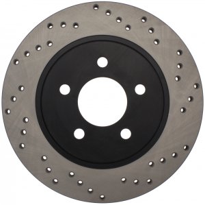 Ford Mustang Brake Rotor (1) - Rear Left - Stoptech - Cross Drilled - Black E-Coated - `05-`10