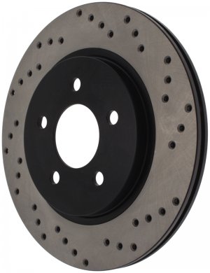 Ford Mustang Brake Rotor (1) - Rear Left - Stoptech - Cross Drilled - Black E-Coated - `05-`10
