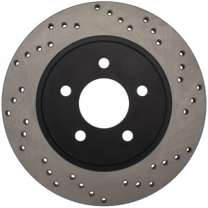 Ford Mustang Brake Rotor (1) - Rear Left - Stoptech - Cross Drilled - Black E-Coated - `05-`10