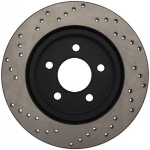 Ford Mustang Brake Rotor (1) - Right Rear - Stoptech - Drilled Sport - Black - `05-`14