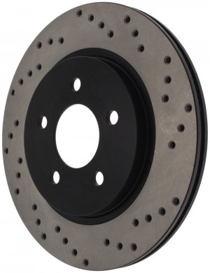Ford Mustang Brake Rotor (1) - Right Rear - Stoptech - Drilled Sport - Black - `05-`14