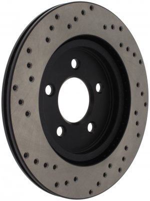 Ford Mustang Brake Rotor (1) - Right Rear - Stoptech - Drilled Sport - Black - `05-`14
