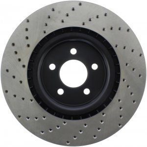Ford Mustang Brake Rotor (1) - Front Left - Stoptech - Drilled Sport - Black - `07-`14