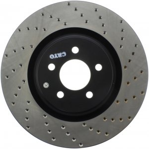 Ford Mustang Brake Rotor (1) - Front Left - Stoptech - Drilled Sport - Black - `07-`14