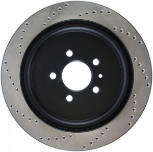 Ford Mustang Brake Rotor (1) - Rear Left - Stoptech - Drilled Sport - Black - `13-`14