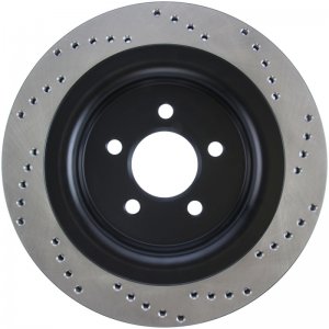 Ford Mustang Brake Rotor (1) - Rear Right - Stoptech - Drilled - Black - `15-`17