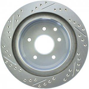 Nissan 350Z Brake Rotor (1) - Rear Left - Stoptech - Drilled and Slotted, Zinc Coated - Black - `03-`05
