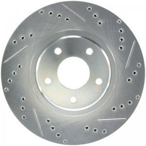 Nissan 350Z Brake Rotor (1) - Front Left - Stoptech - Drilled and Slotted - Black - `06-`09