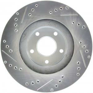 Nissan 350Z Brake Rotor (1) - Front Left - Stoptech - Drilled and Slotted - Black - `06-`09