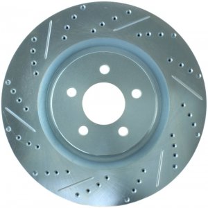 Ford Mustang Brake Rotor (1) - Front Right - Stoptech - Slotted and Drilled - Black - `07-`14