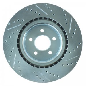 Ford Mustang Brake Rotor (1) - Front Right - Stoptech - Slotted and Drilled - Black - `07-`14