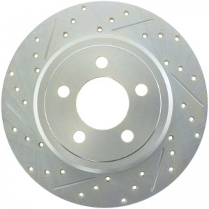 Dodge Challenger Brake Rotor (1) - Rear Right - Stoptech - Slotted/Drilled, StopTech Select Sport - Zinc Coated - `09-`16