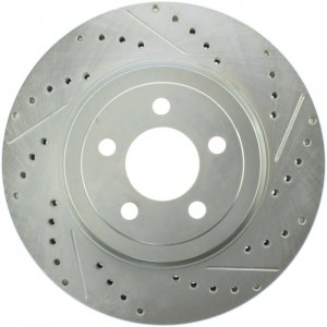 Dodge Challenger Brake Rotor (1) - Front Left - Stoptech - Drilled and Slotted Sport - Black - `09-`19