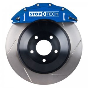 Dodge Challenger Brake Kit - Front - Stoptech - Slotted One-Piece Rotor + ST-60 Calipers - Blue - `12-`16