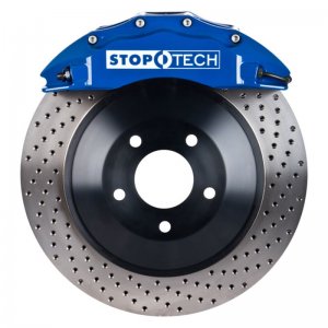 Dodge Challenger Brake Kit - Front - Stoptech - ST-60 Calipers Slotted Rotor - Blue - `12-`16