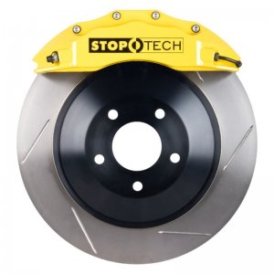 Dodge Challenger Brake Kit - Front - Stoptech - Slotted One-Piece Rotor + ST-60 Calipers - Yellow - `12-`16