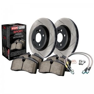 Chevrolet Corvette Brake Kit - Rear - Stoptech - Slotted Sport Rotors + StopTech Sport Pads + Stainless Steel Lines - Black - `06-`12