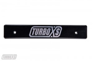 Subaru WRX License Plate Relocation - Turbo XS - Billet Aluminum - Black - `08-`14