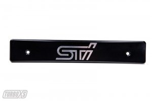 Subaru WRX License Plate Delete - Turbo XS - Billet Aluminum Machined STi Logo - Black - `15-`19