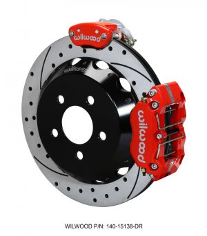 Ford Mustang Brake Kit - Rear - Wilwood - Drilled & Slotted Rotors + BP-10 Pads - Red - 2015