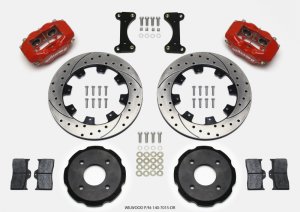 Mitsubishi Lancer Brake Kit - Front - Wilwood - 12.19in Drilled Rotors + Forged Dynalite Calipers + Wilwood Pads - Red - `02-`03
