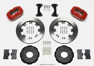 Mitsubishi Lancer Brake Kit - Front - Wilwood - 12.19in Drilled Rotors + Wilwood Pads + Forged Dynalite Calipers - Red - `02-`03