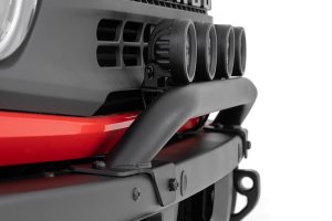 Ford Bronco Front Light Bar Mount - OE Modular Steel Bumper - 3.5" Round LED (Quad) | Black | Amber DRL Ford Bronco Front Light Bar Mount - OE Modular Steel Bumper - 3.5" Round LED (Quad) | Black | Amber DRL